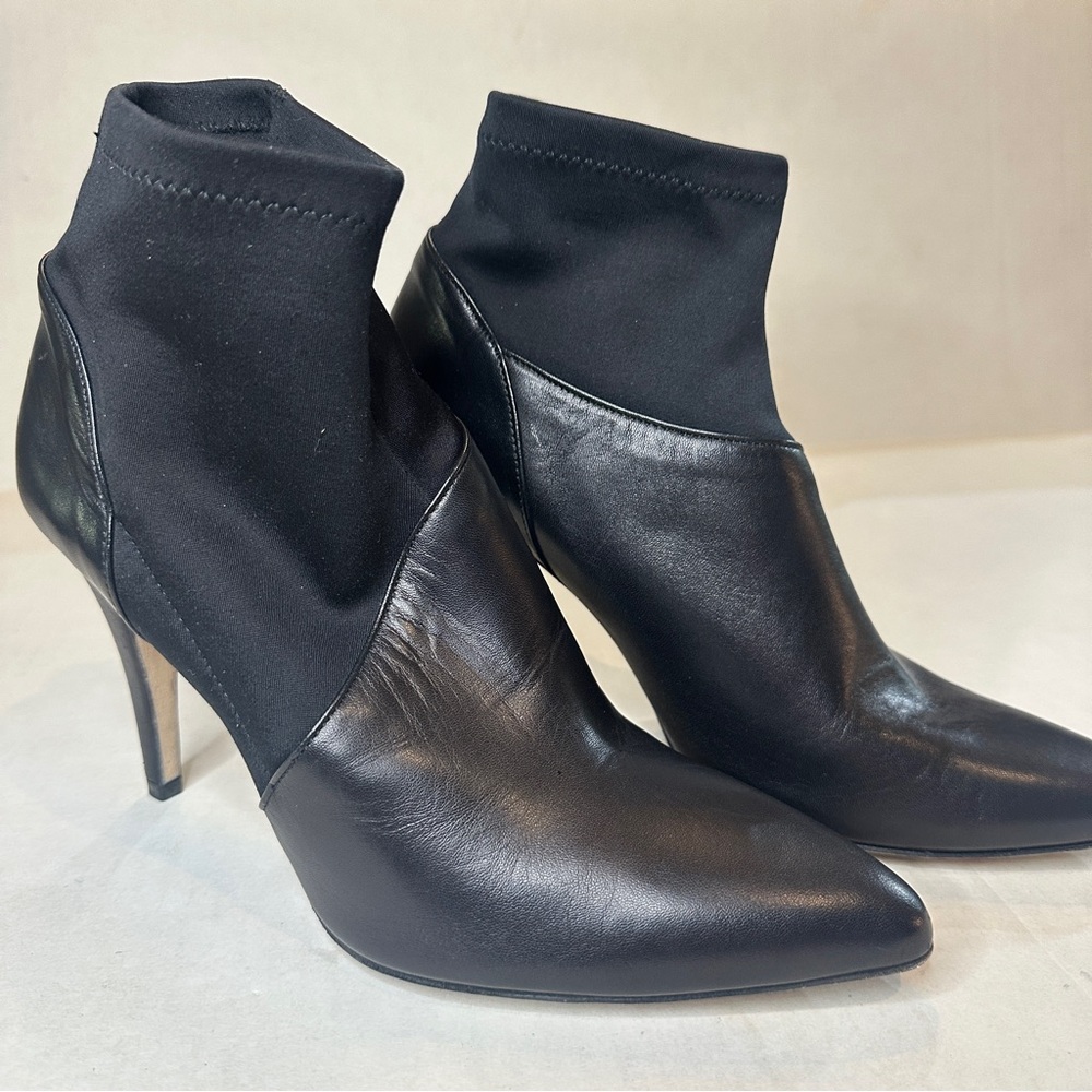 Bettye Muller Elegant Black Leather High Heel Booties